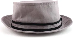 Cotton Twill Fisherman Roll Up Bucket Hat with Stripe Band