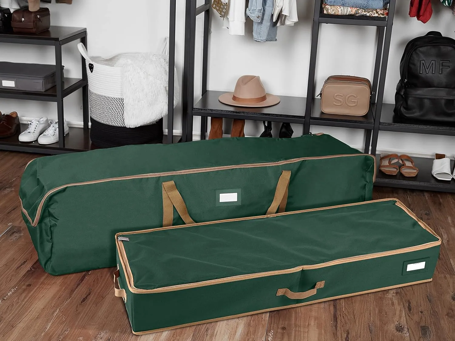 Covermates Keepsakes Underbed Storage Bag - Carrying Handles, Mesh Interior Pocket - Holiday Storage, Green