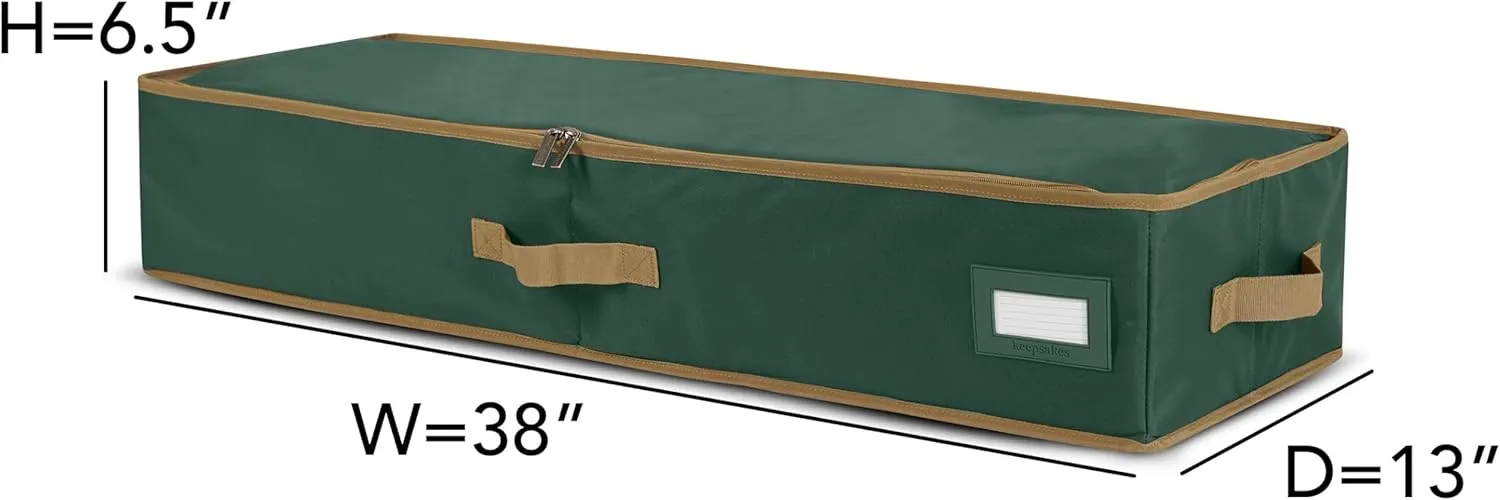 Covermates Keepsakes Underbed Storage Bag - Carrying Handles, Mesh Interior Pocket - Holiday Storage, Green