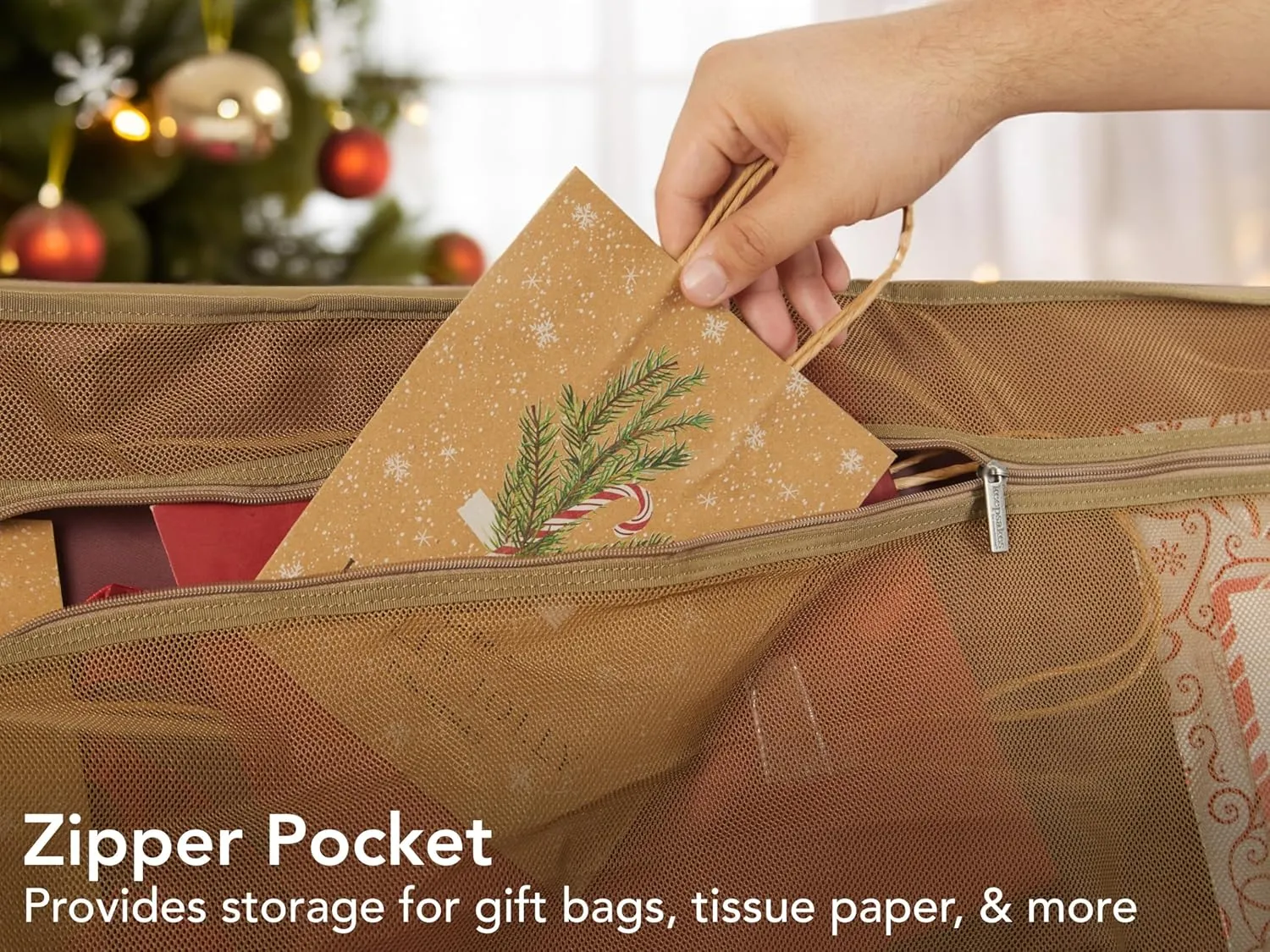 Covermates Keepsakes Underbed Storage Bag - Carrying Handles, Mesh Interior Pocket - Holiday Storage, Green