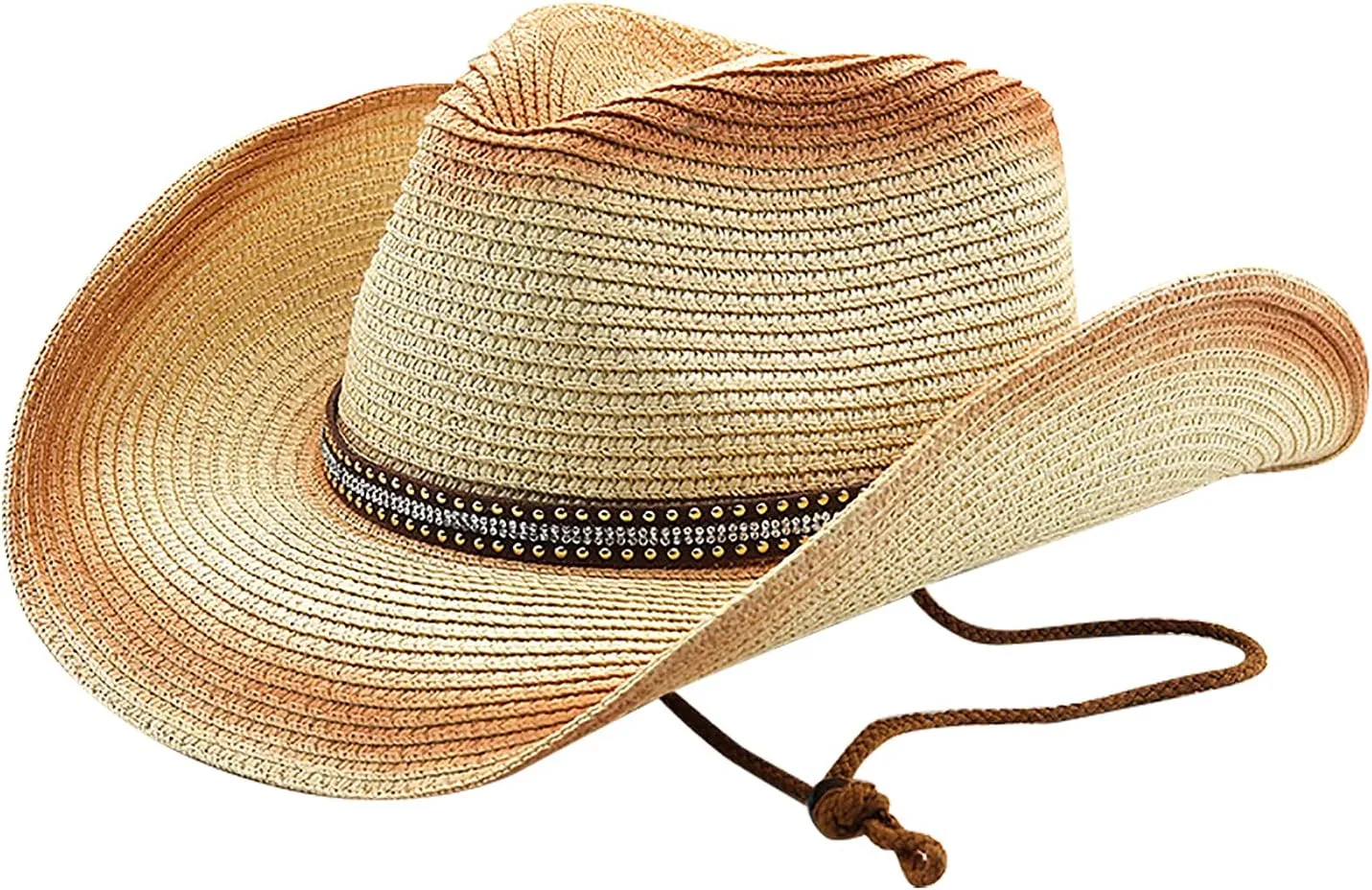 Cowboy Straw Hat Men Women Wide Brim Fedora Panama Bucket Hat UV Protection Vacation Cap Foldable Beach Western Cap