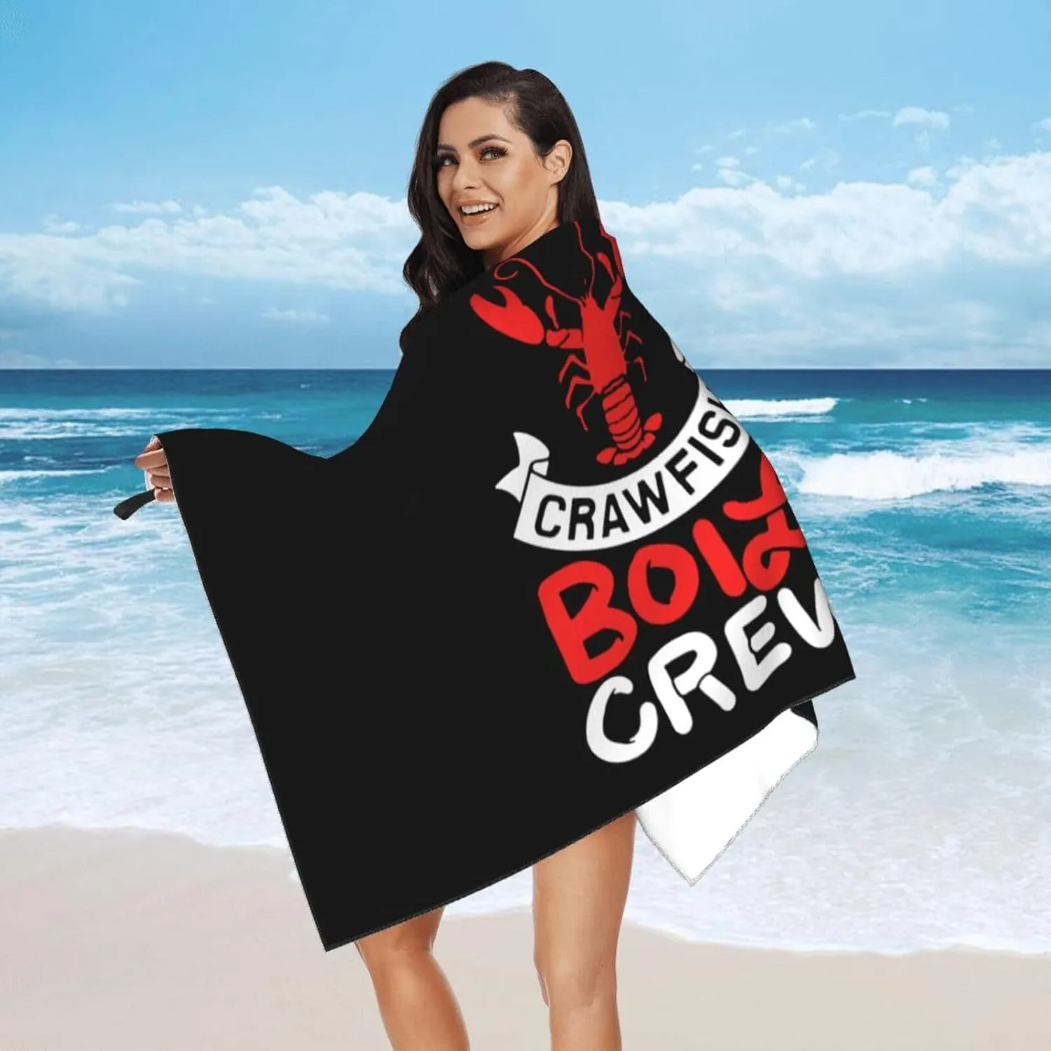 Crawfish Boil Crew Beach Towel Absorbent Bath Towel Quick Dry Towel Oversized Super ​27.5"X55"