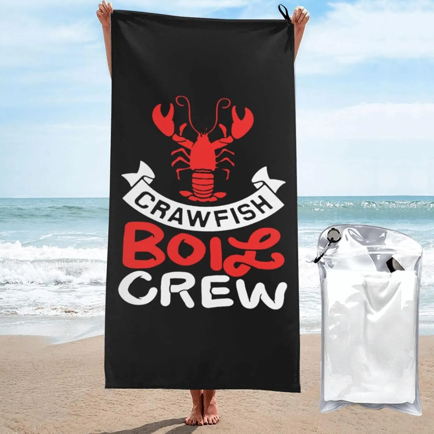 Crawfish Boil Crew Beach Towel Absorbent Bath Towel Quick Dry Towel Oversized Super ​27.5"X55"