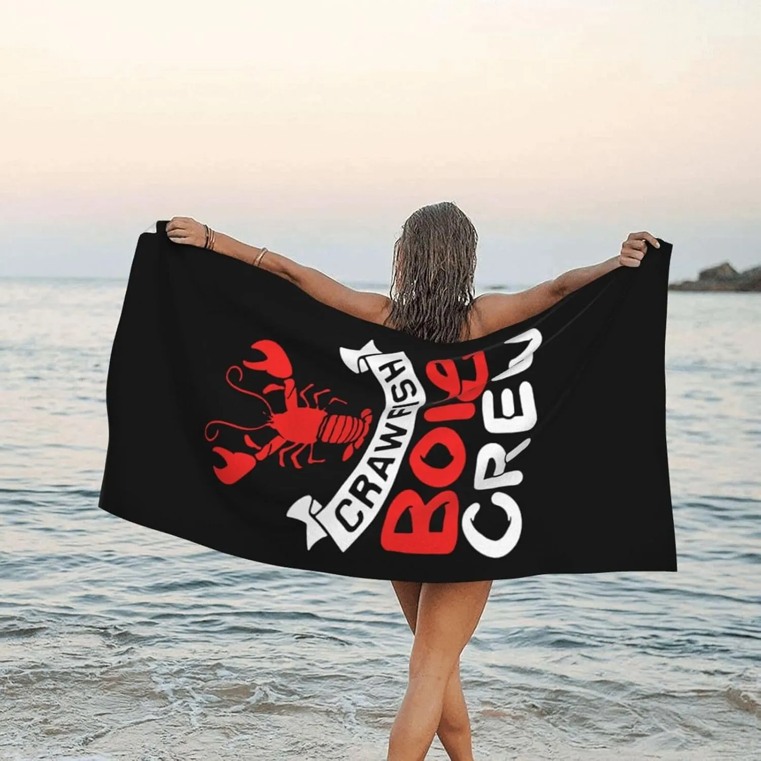 Crawfish Boil Crew Beach Towel Absorbent Bath Towel Quick Dry Towel Oversized Super ​27.5"X55"
