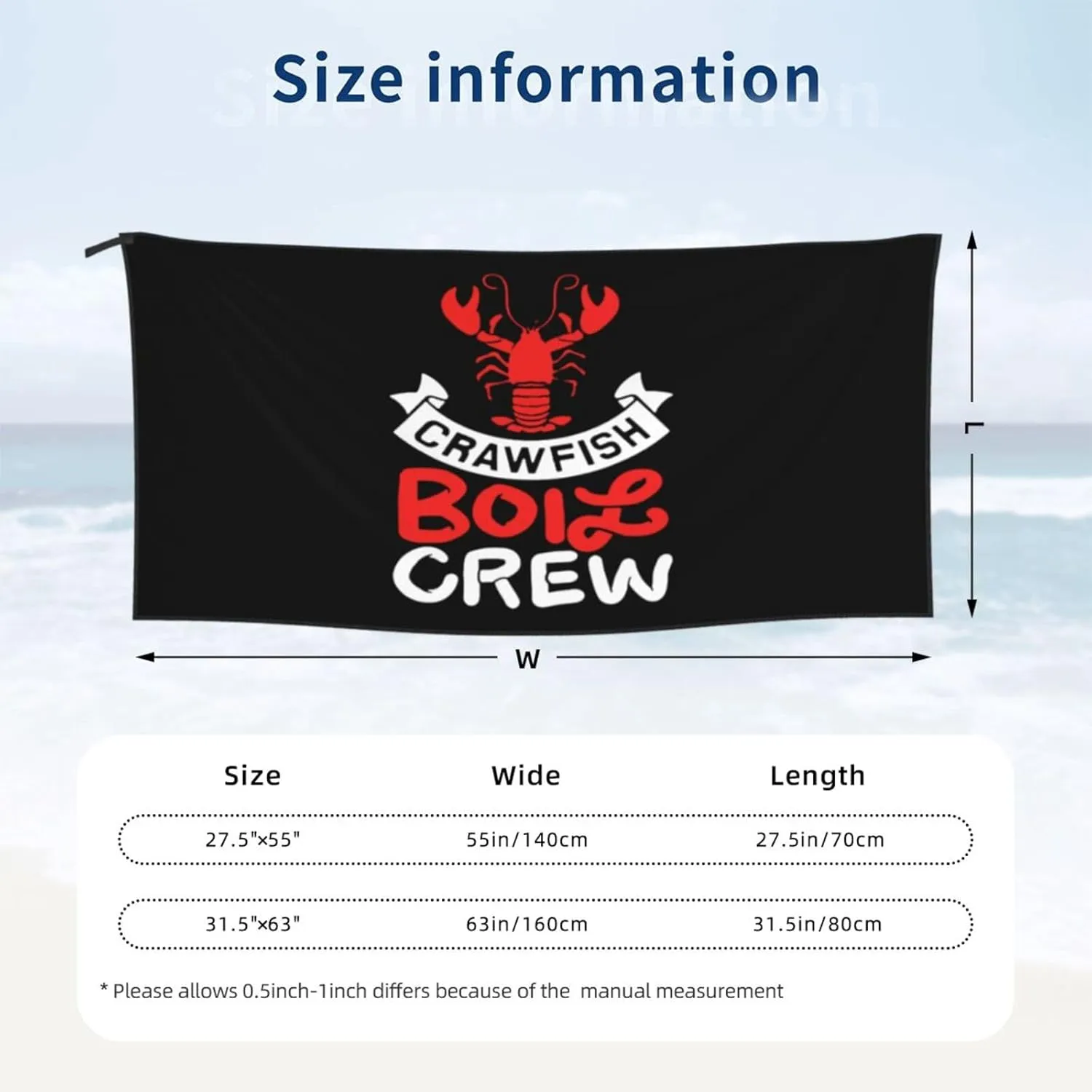 Crawfish Boil Crew Beach Towel Absorbent Bath Towel Quick Dry Towel Oversized Super ​27.5"X55"
