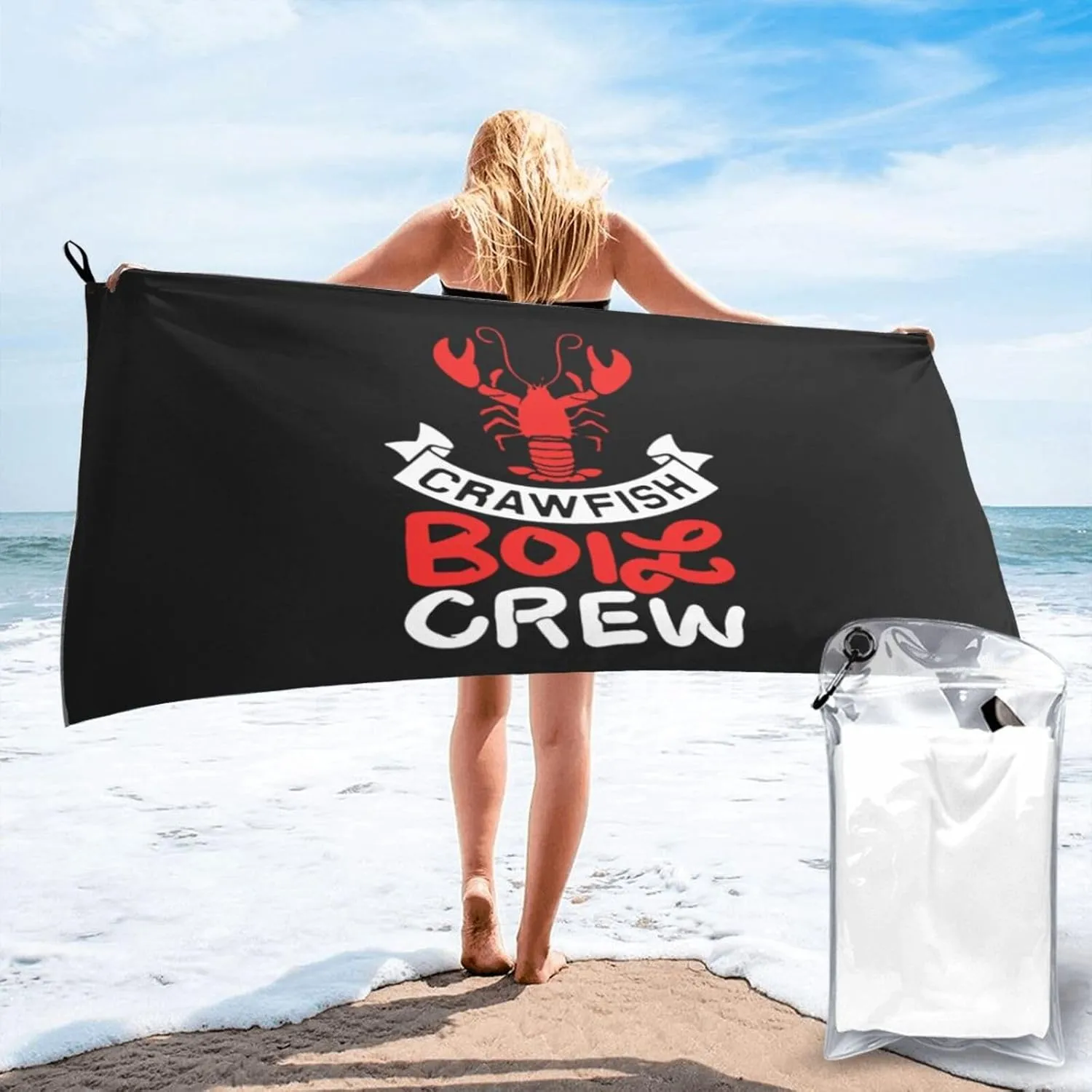 Crawfish Boil Crew Beach Towel Absorbent Bath Towel Quick Dry Towel Oversized Super ​27.5"X55"