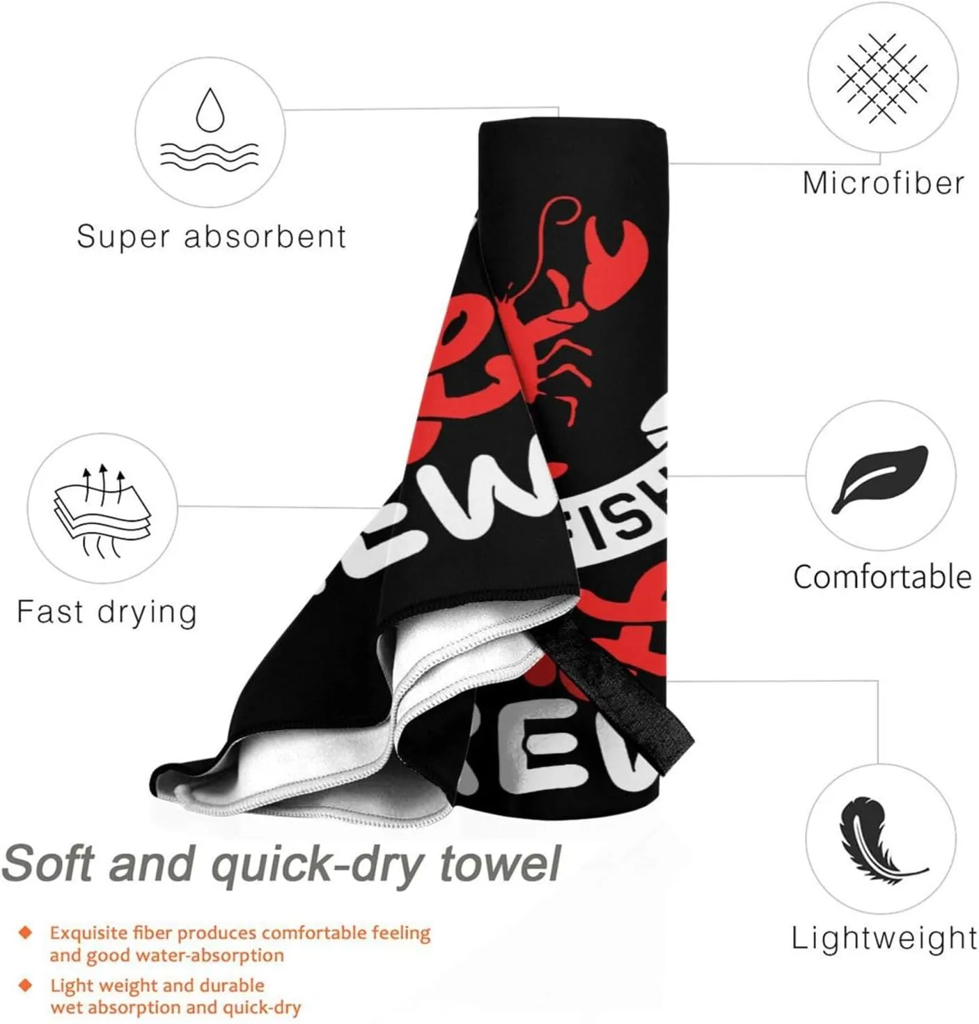 Crawfish Boil Crew Beach Towel Absorbent Bath Towel Quick Dry Towel Oversized Super ​27.5"X55"