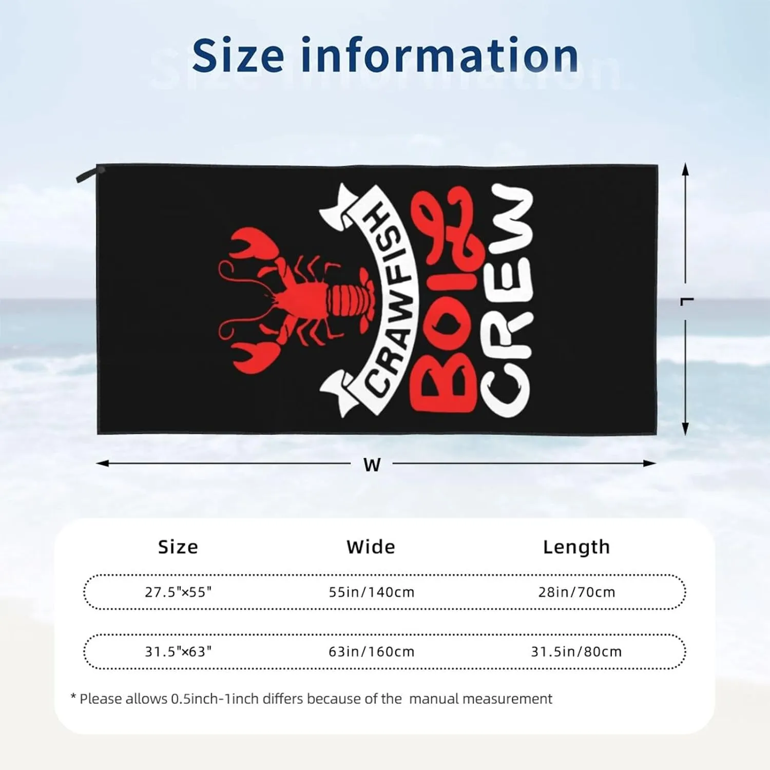 Crawfish Boil Crew Beach Towel Absorbent Bath Towel Quick Dry Towel Oversized Super ​27.5"X55"