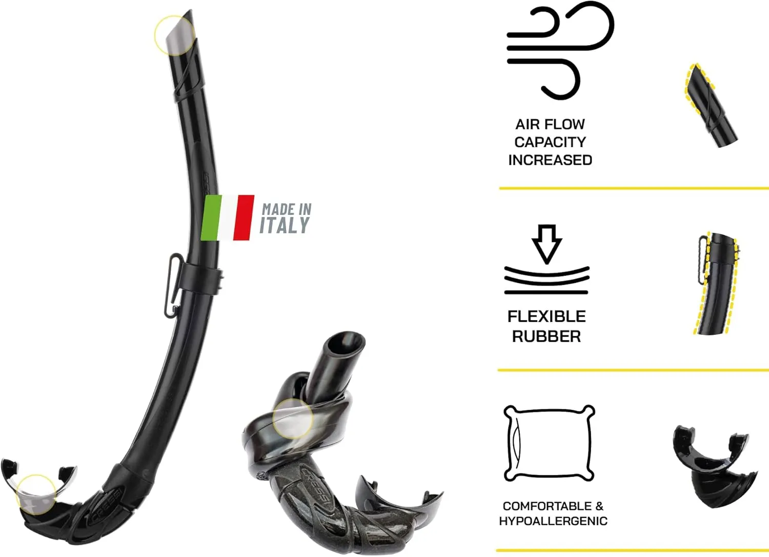 Cressi Mask And Snorkel designed from Freediving and Scuba Diving - Anti-Fog System, Low Volume Mask - Flexible, Foldable Snorkel - Calibro And Corsica: made in Italy