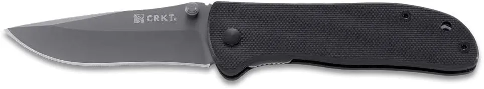 CRKT Drifter EDC Folding Pocket Knife: Everyday Carry, Gray Ti Nitride Blade, Thumb Stud Opening, Black G10 Handle, Pocket Clip 6450K