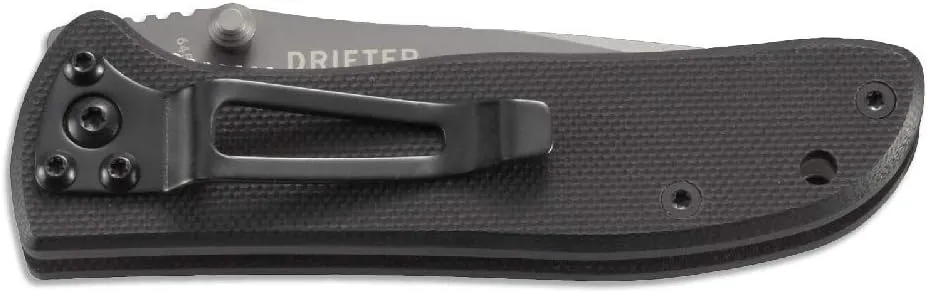 CRKT Drifter EDC Folding Pocket Knife: Everyday Carry, Gray Ti Nitride Blade, Thumb Stud Opening, Black G10 Handle, Pocket Clip 6450K