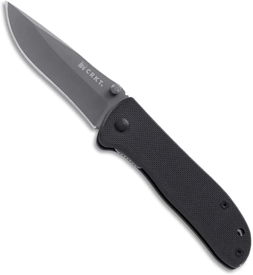 CRKT Drifter EDC Folding Pocket Knife: Everyday Carry, Gray Ti Nitride Blade, Thumb Stud Opening, Black G10 Handle, Pocket Clip 6450K