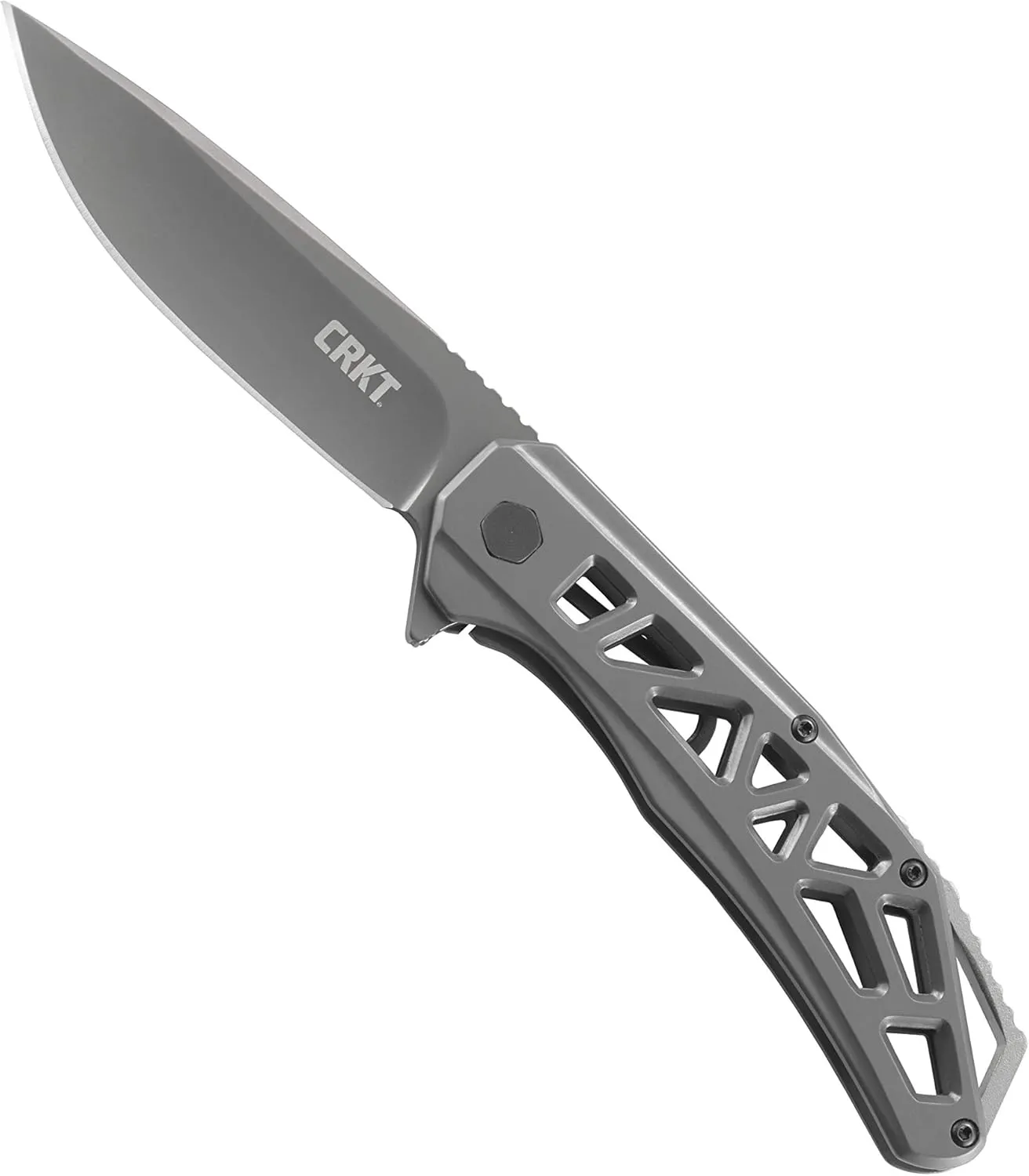 CRKT Gusset EDC Folding Pocket Knife: Everyday Carry, Black Serrated Edge Blade, Flipper Open, Frame Lock, Skeletonized Handle, Deep Carry Pocket Clip K330GGP