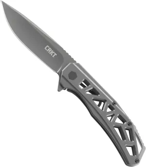 CRKT Gusset EDC Folding Pocket Knife: Everyday Carry, Black Serrated Edge Blade, Flipper Open, Frame Lock, Skeletonized Handle, Deep Carry Pocket Clip K330GGP