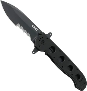 CRKT M21-14SFG EDC Folding Pocket Knife: Special Forces Everyday Carry, Black Serrated Edge Blade, Veff Serrations, Automated Liner Safety, Dual Hilt, G10 Handle, Reversible Pocket Clip