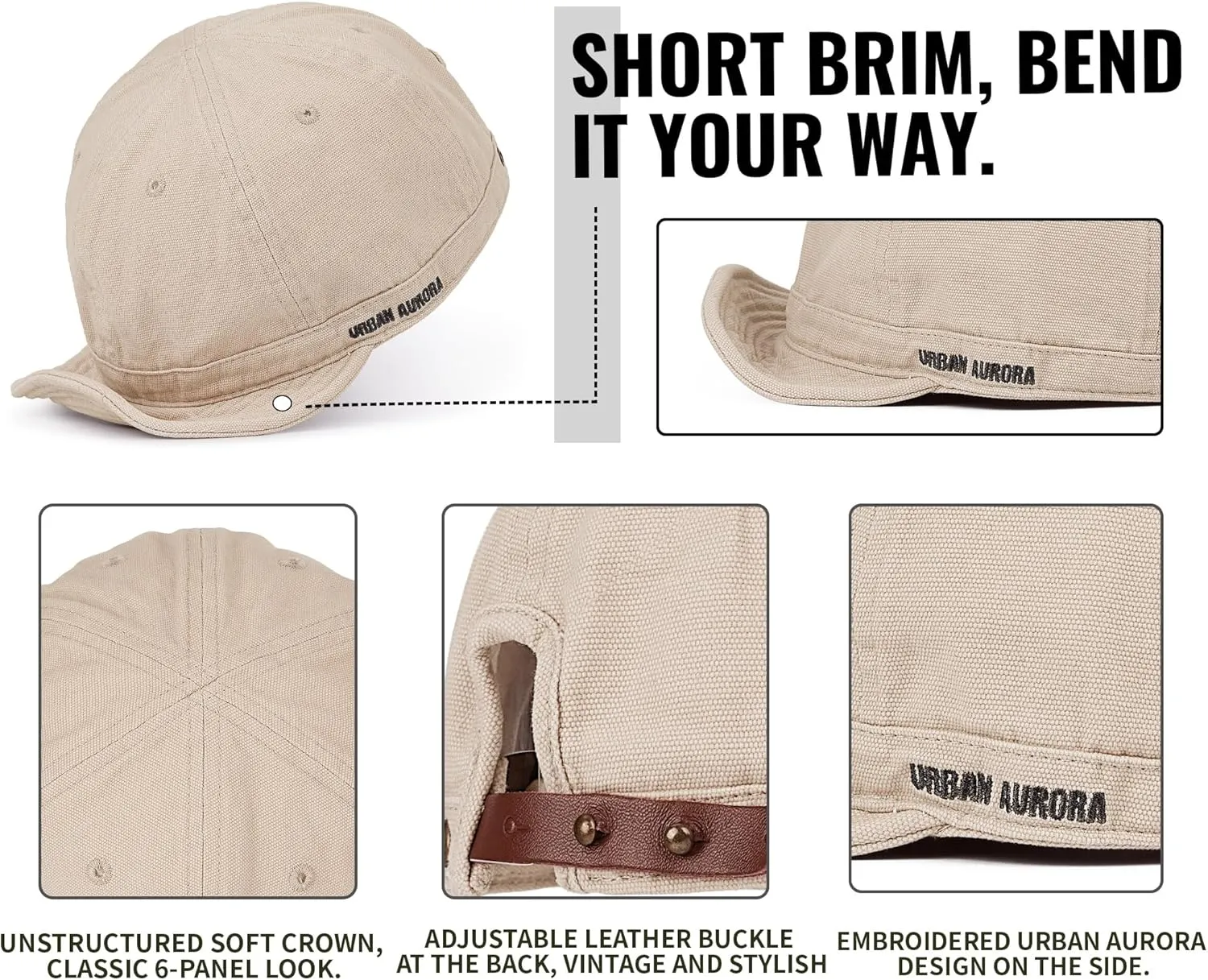 Croogo Cotton Trucker Hat Short Brim Mens Hat Low Profile Dad Hats Soft Short Brim Baseball Cap Flat Snapback Hats for Daily