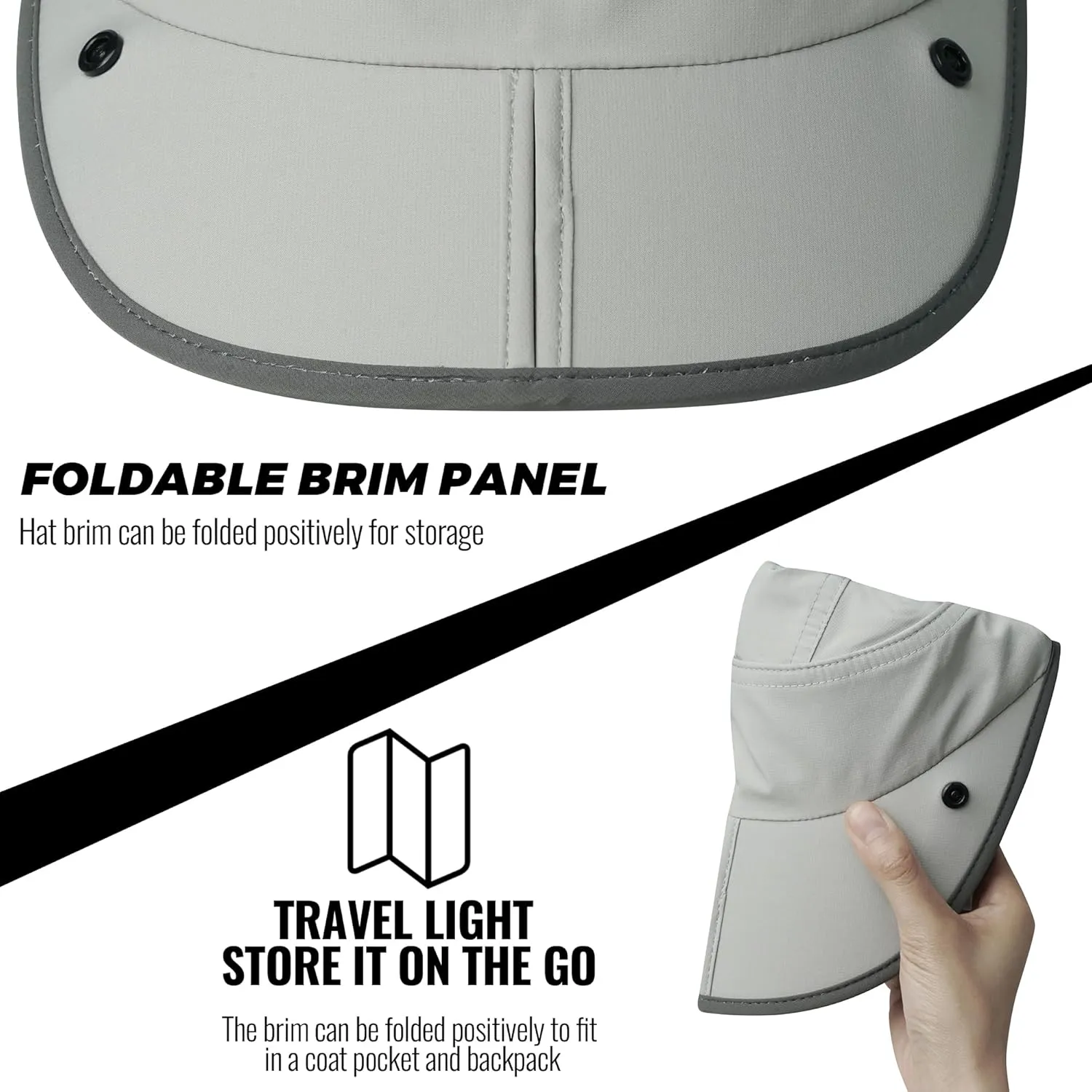 Croogo Fishing Hats for Men Sun Protection Baseball Cap with Removable Neck Flap Breathable Hiking Cap Foldable Outdoor