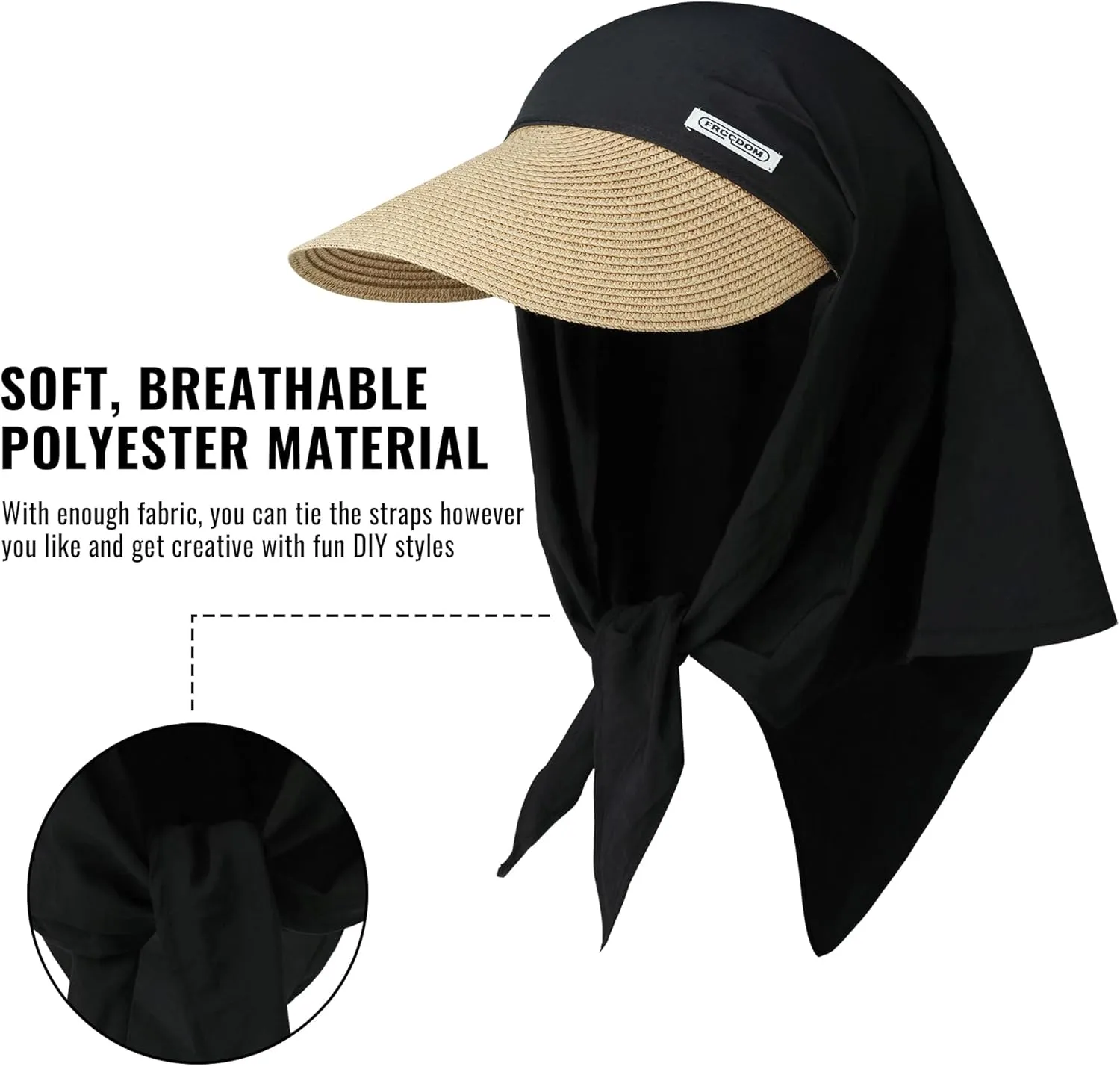 Croogo Straw Visor Hat Summer Flap Visor Hat for Women Sun Protection Cap with Wide Brim Travel Fishing Beach Hat