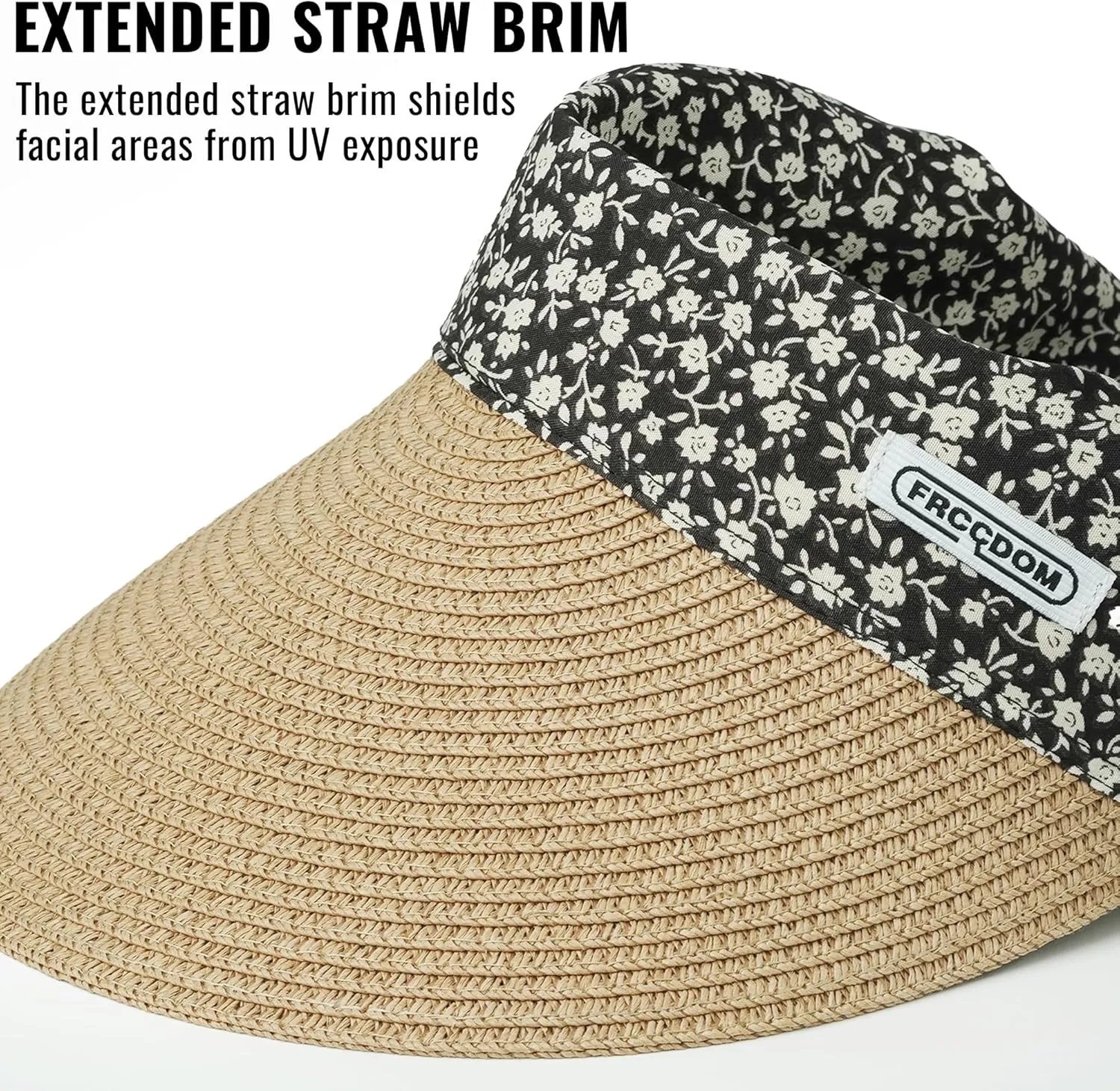 Croogo Straw Visor Hat Summer Flap Visor Hat for Women Sun Protection Cap with Wide Brim Travel Fishing Beach Hat