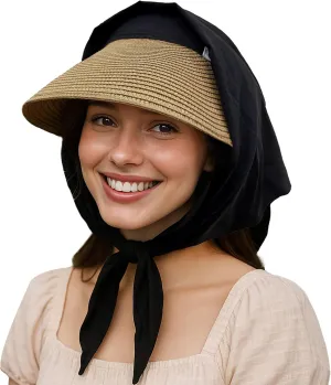 Croogo Straw Visor Hat Summer Flap Visor Hat for Women Sun Protection Cap with Wide Brim Travel Fishing Beach Hat
