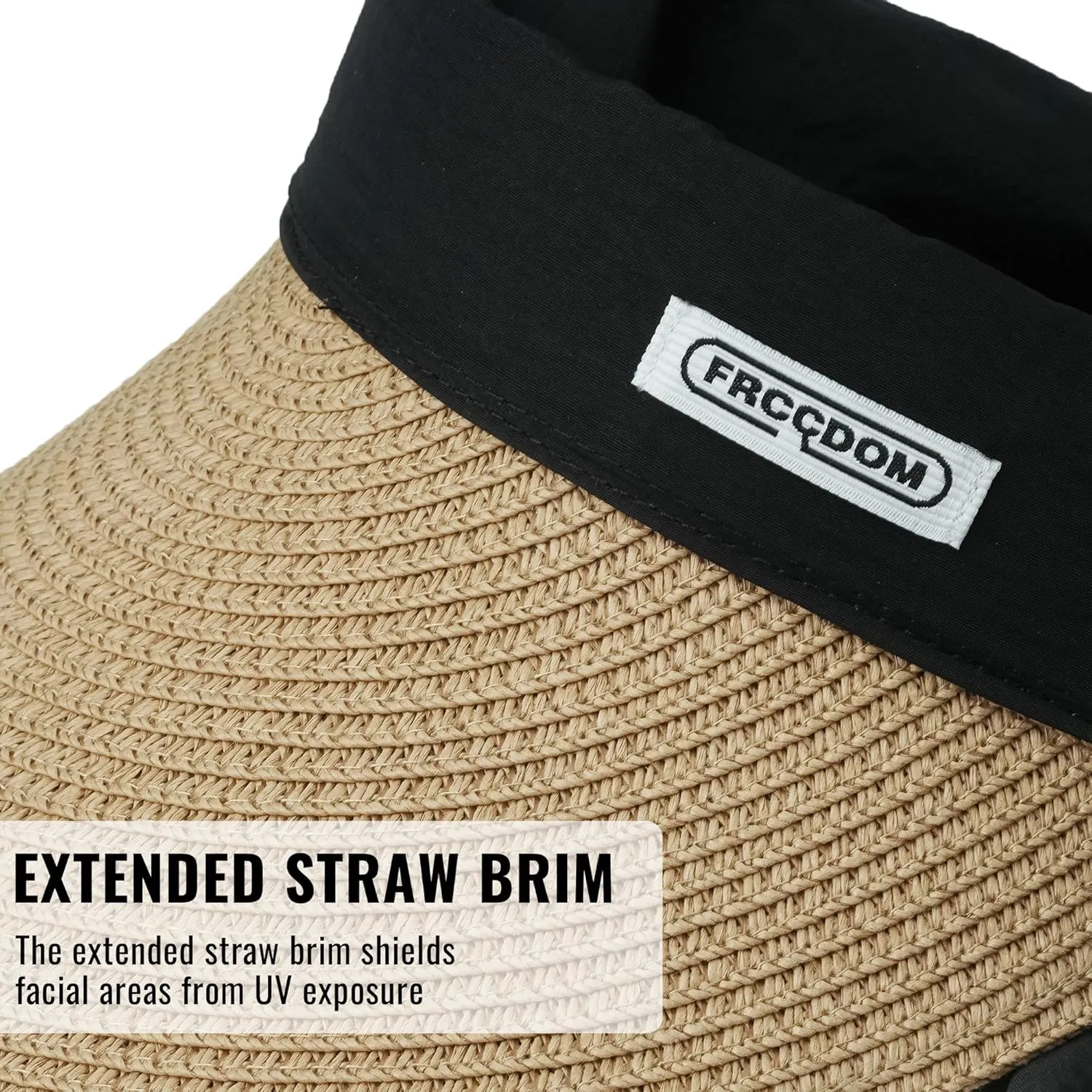 Croogo Straw Visor Hat Summer Flap Visor Hat for Women Sun Protection Cap with Wide Brim Travel Fishing Beach Hat