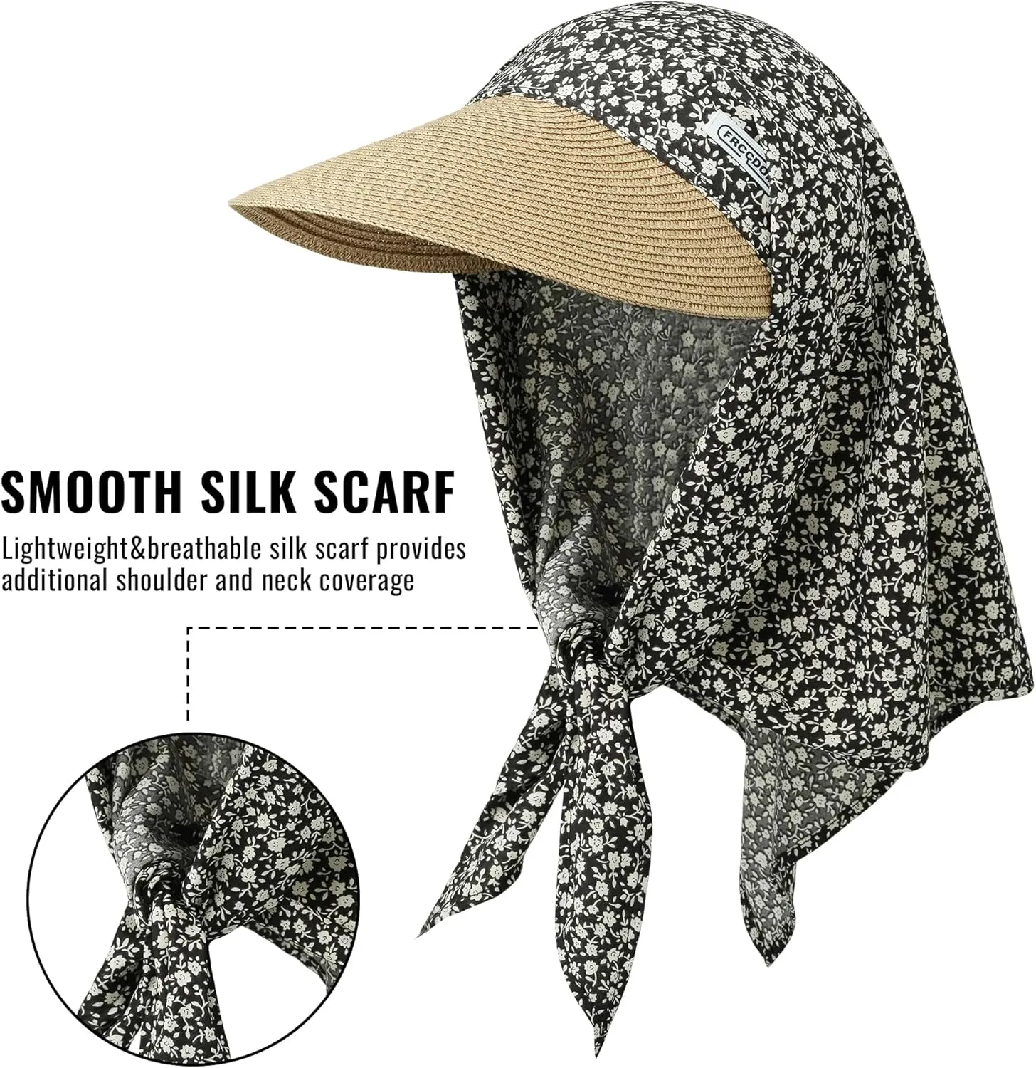 Croogo Straw Visor Hat Summer Flap Visor Hat for Women Sun Protection Cap with Wide Brim Travel Fishing Beach Hat