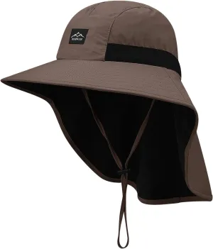Croogo Wide Brim Sun Hat with Neck Flap Mesh UV Protection Quick Dry Fishing Hats Waterproof Summer Hiking Hat for Men Women