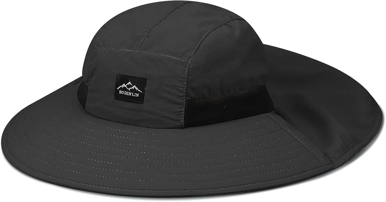 Croogo Wide Brim Sun Hat with Neck Flap Mesh UV Protection Quick Dry Fishing Hats Waterproof Summer Hiking Hat for Men Women