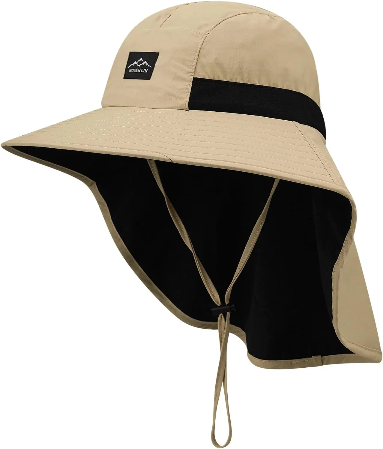 Croogo Wide Brim Sun Hat with Neck Flap Mesh UV Protection Quick Dry Fishing Hats Waterproof Summer Hiking Hat for Men Women