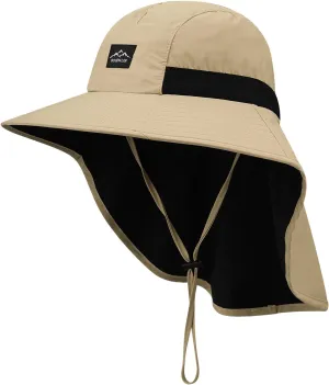 Croogo Wide Brim Sun Hat with Neck Flap Mesh UV Protection Quick Dry Fishing Hats Waterproof Summer Hiking Hat for Men Women
