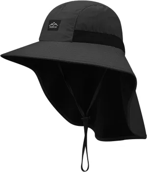Croogo Wide Brim Sun Hat with Neck Flap Mesh UV Protection Quick Dry Fishing Hats Waterproof Summer Hiking Hat for Men Women