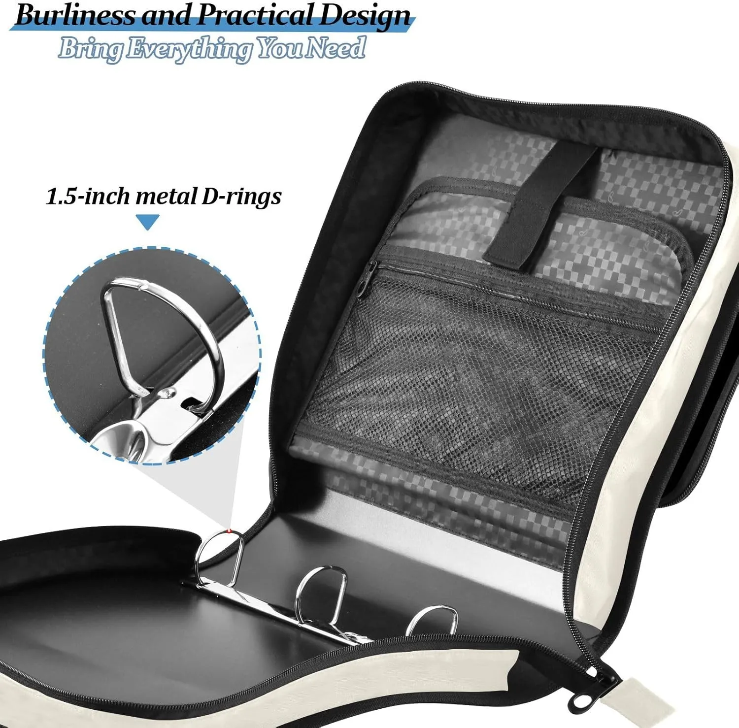 Custom Old Lace Binder Bag Personalized 3 Ring Binder Trapper Keeper Zipper Binders Organizer for Office