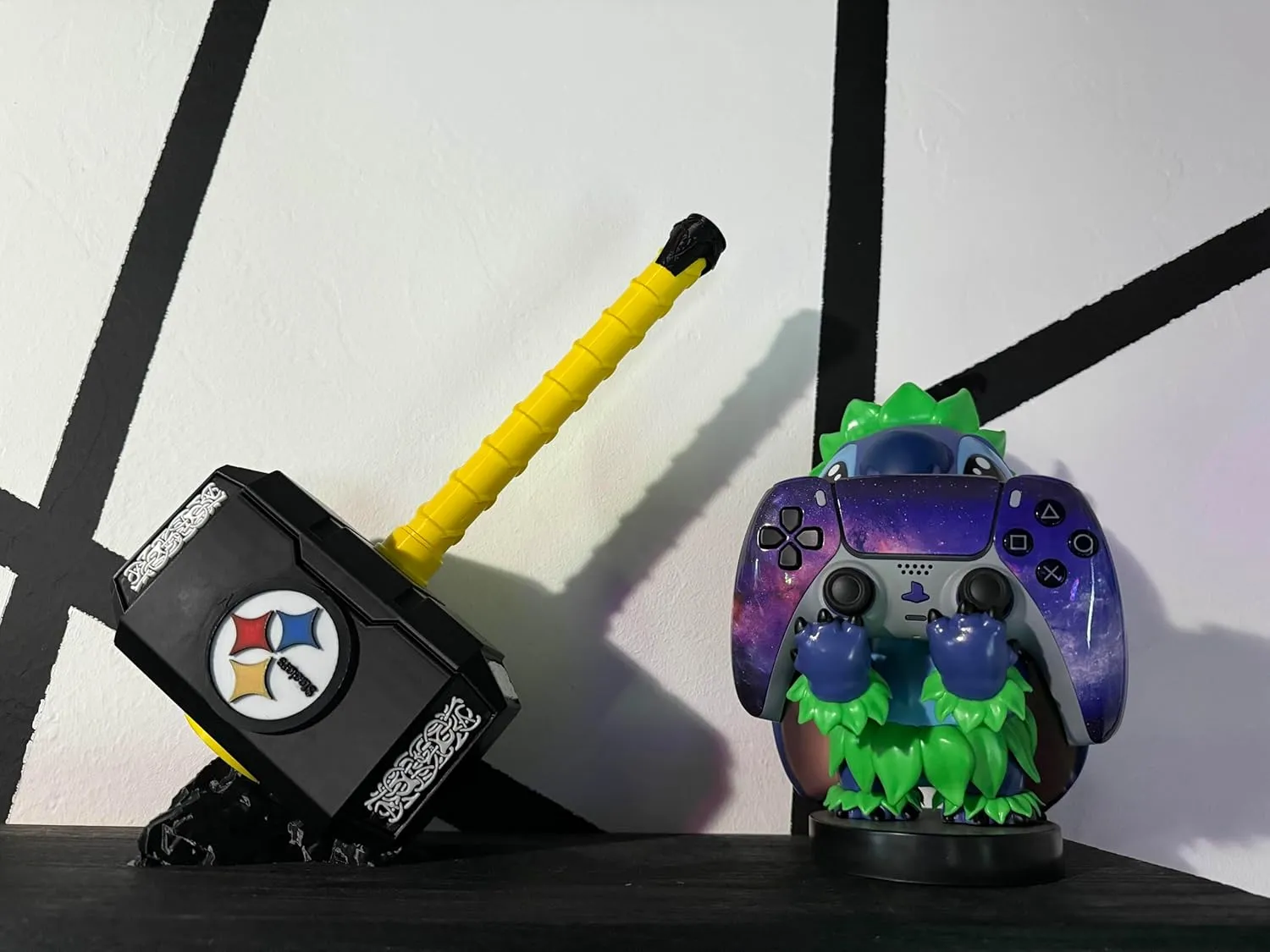 Custom Steelers Thor Hammer Display Decor, 12.5 Inch Length, Black and Yellow, Sports Fan Gift with Stand