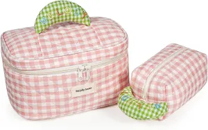 Cute Cosmetic Organizer Makeup Soft Bag - Adorable Design, Portable, Must-Have for Fashion Girls!foldable Large Capacity Compact Travel Makeup Zipper Bag. (PK)