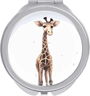 Cute Giraffe Makeup Mirror Mini Foldable Cosmetic Mirror Ultra Thin Lightweight Vanity Mirrors Compact Portable for Travel, Makeup, Bathroom
