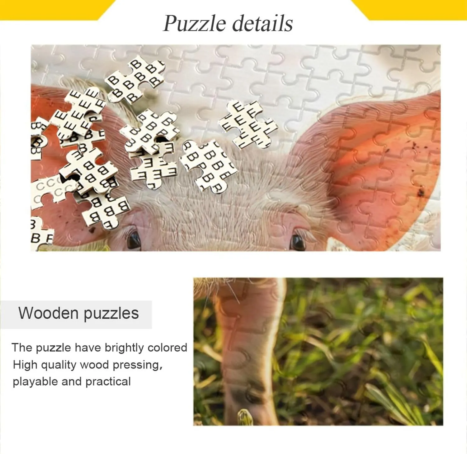 Cute Piglet Grassland Jigsaw Puzzle for Adults 1000 Pieces, Extremely Challenging and Difficult Puzzle for Family Games, Party Entertainment, and Brain Teasing Fun