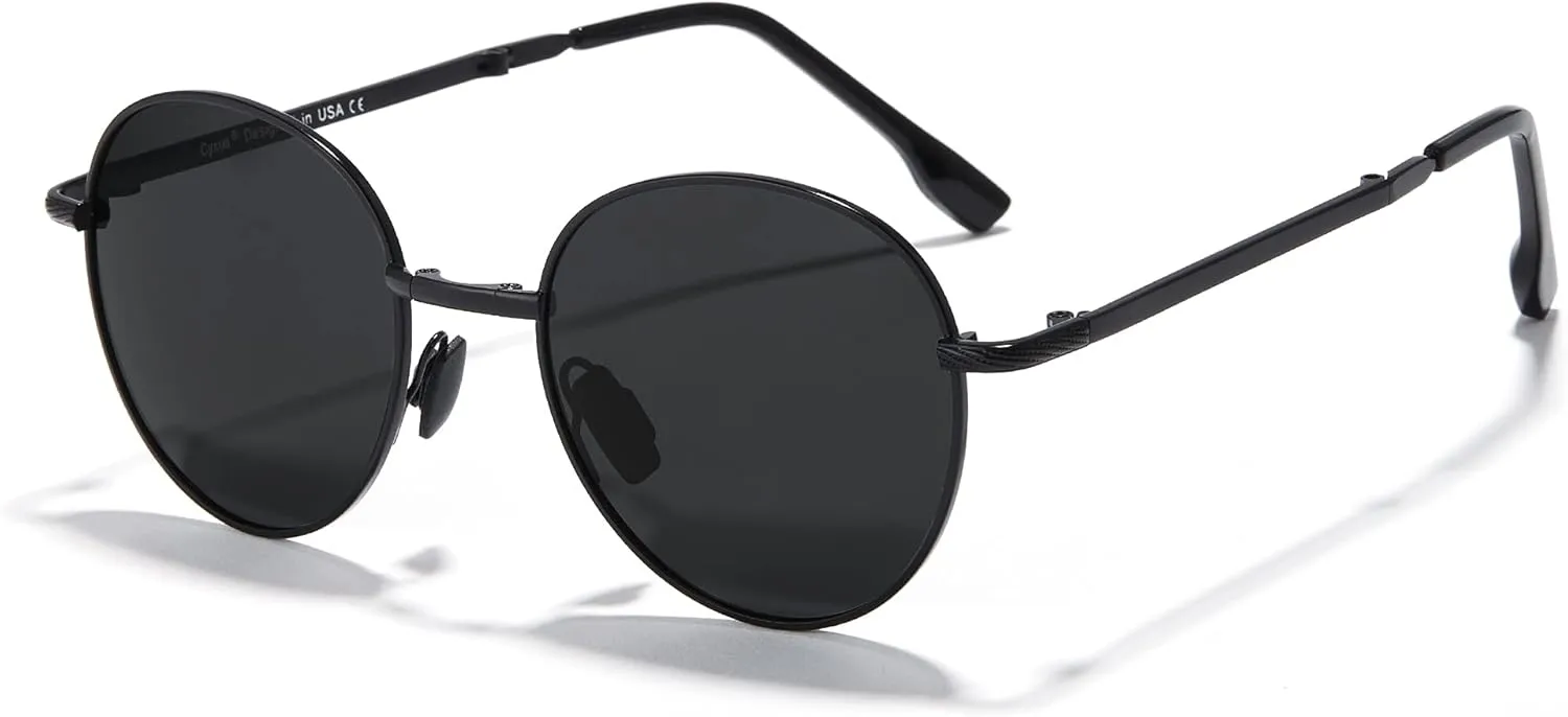 Cyxus Round Foldable Sunglasses for Women Men Polarized UV 400 Protection Folding Sun Glasses