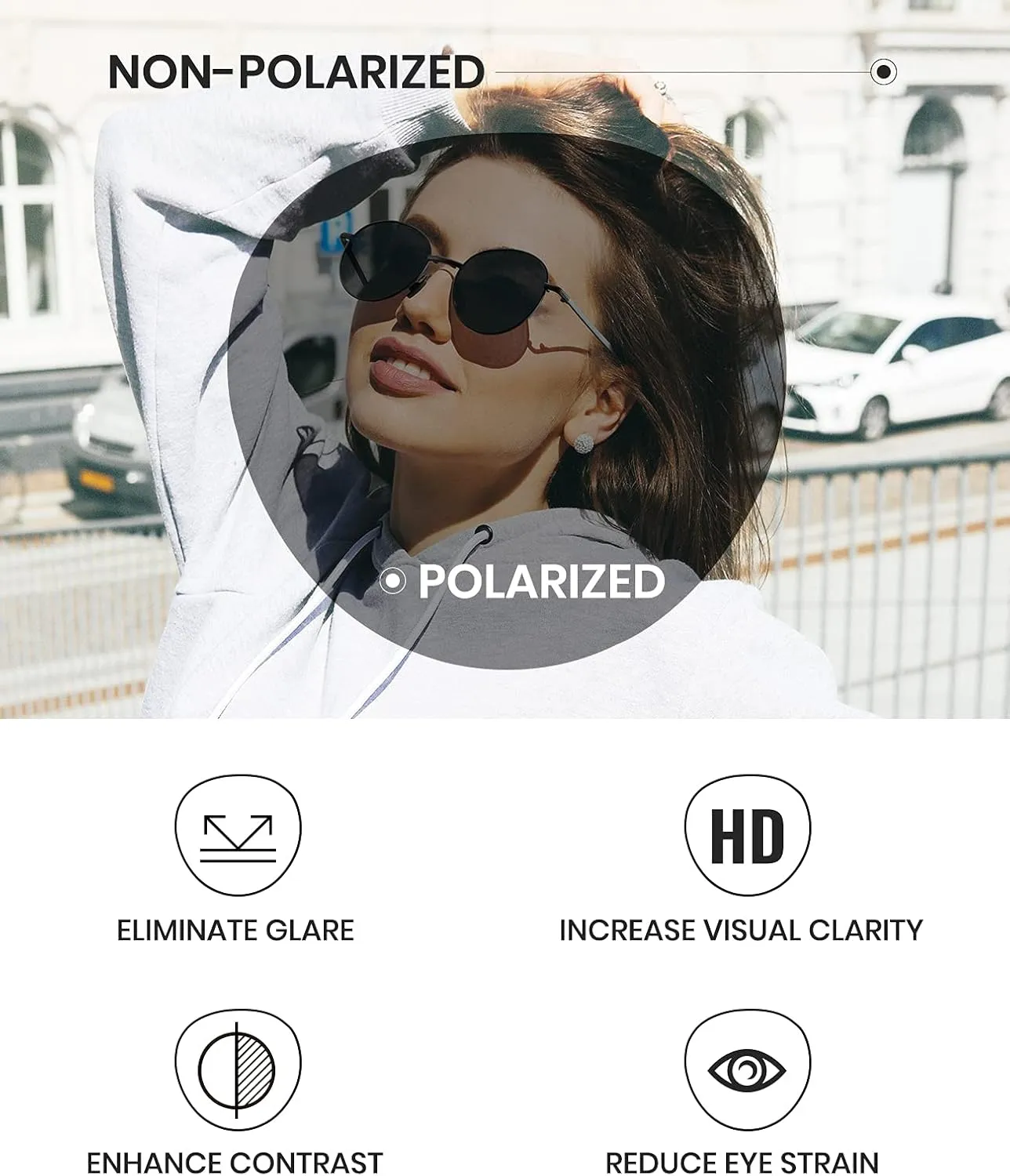 Cyxus Round Foldable Sunglasses for Women Men Polarized UV 400 Protection Folding Sun Glasses
