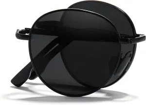 Cyxus Round Foldable Sunglasses for Women Men Polarized UV 400 Protection Folding Sun Glasses