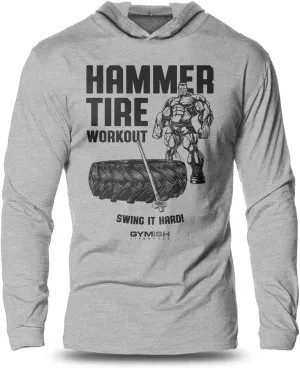 D R DETROIT REBELS Hammer Tire Weightlifting Gym Hoodie Bodybuilder Sweatshirt For Men Workout