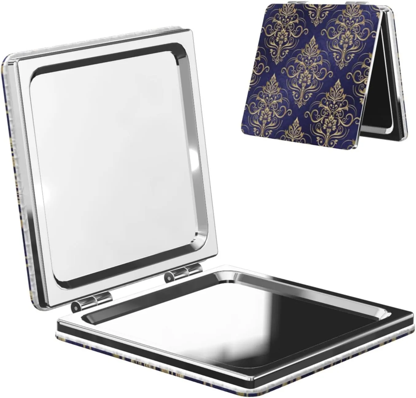 Damask Seamless Pattern Women Small Makeup Mirror Portable Pocket Cosmetic Mirror for Travel