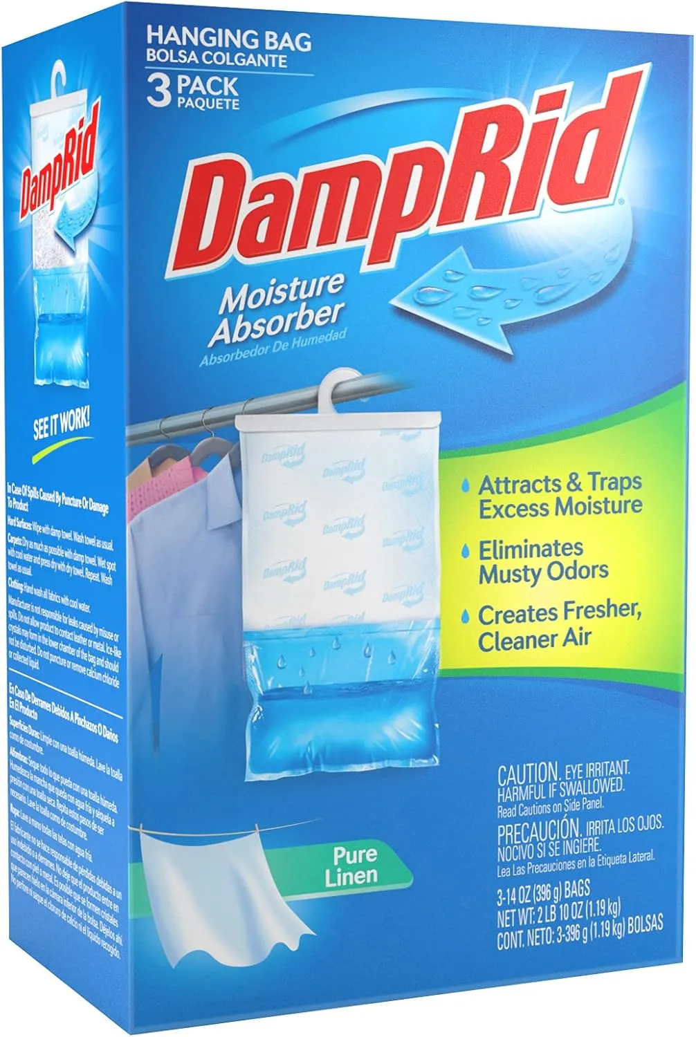 DampRid Pure Linen Hanging Moisture Absorber, 3 Pack, For Fresher, Cleaner Air in Closets