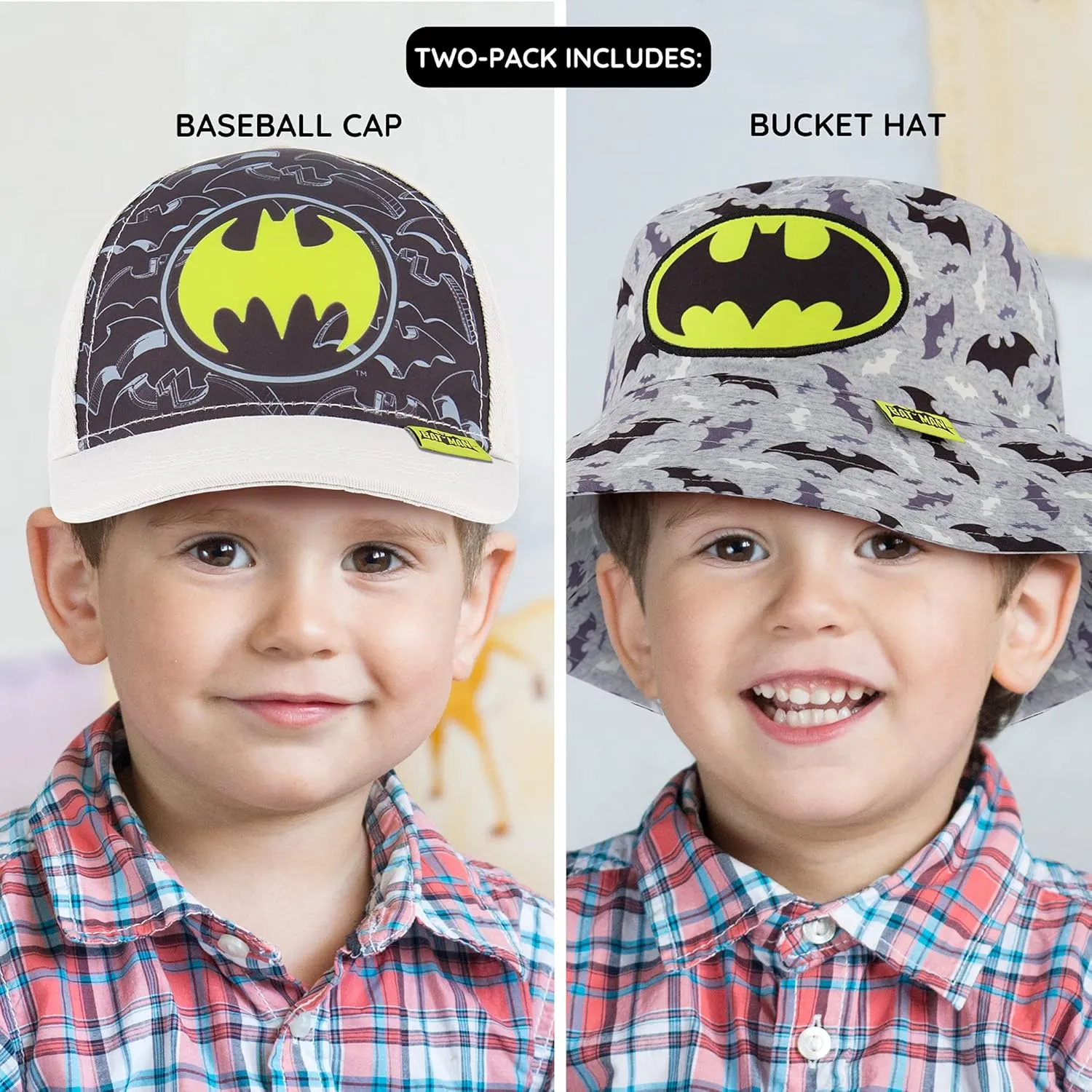 DC Comics Bucket Baseball Cap, Batman Toddler Sun Hat for Ages 2-4