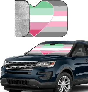 Demigirl Abro- Pride Flag LGBTQ Car Windshield Sun Shade Foldable Car Umbrella Sunshade Cover Protect Vehicle from Uv Sun Car Truck SUV Auto Accessories-2