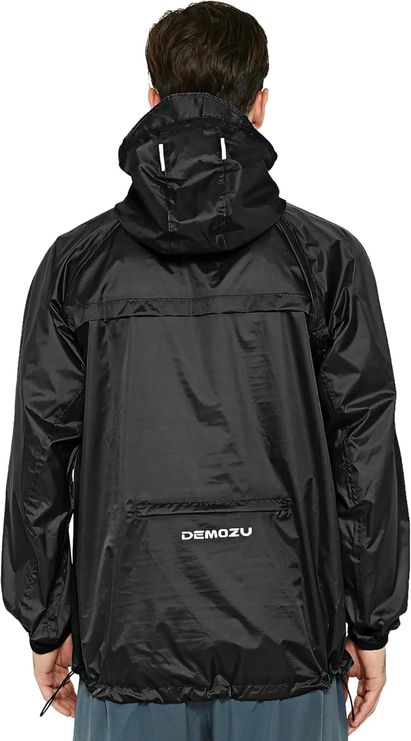 DEMOZU Men's Lightweight Running Cycling Rain Jacket Packable Hooded Windbreaker Jacket