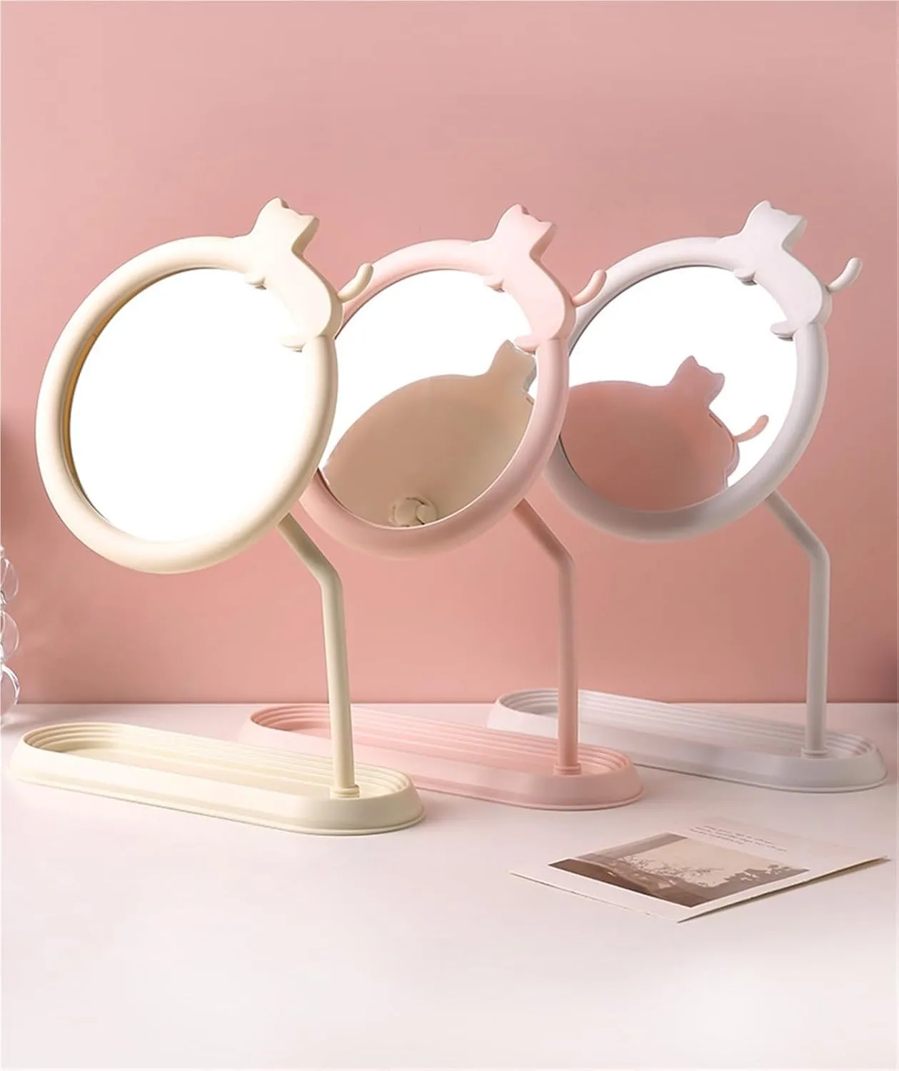 Desktop Makeup Mirror Girl's Dressing Table Desktop Hanging Jewelry Beauty Mirror Girls' Bedroom Dormitory Mirror
