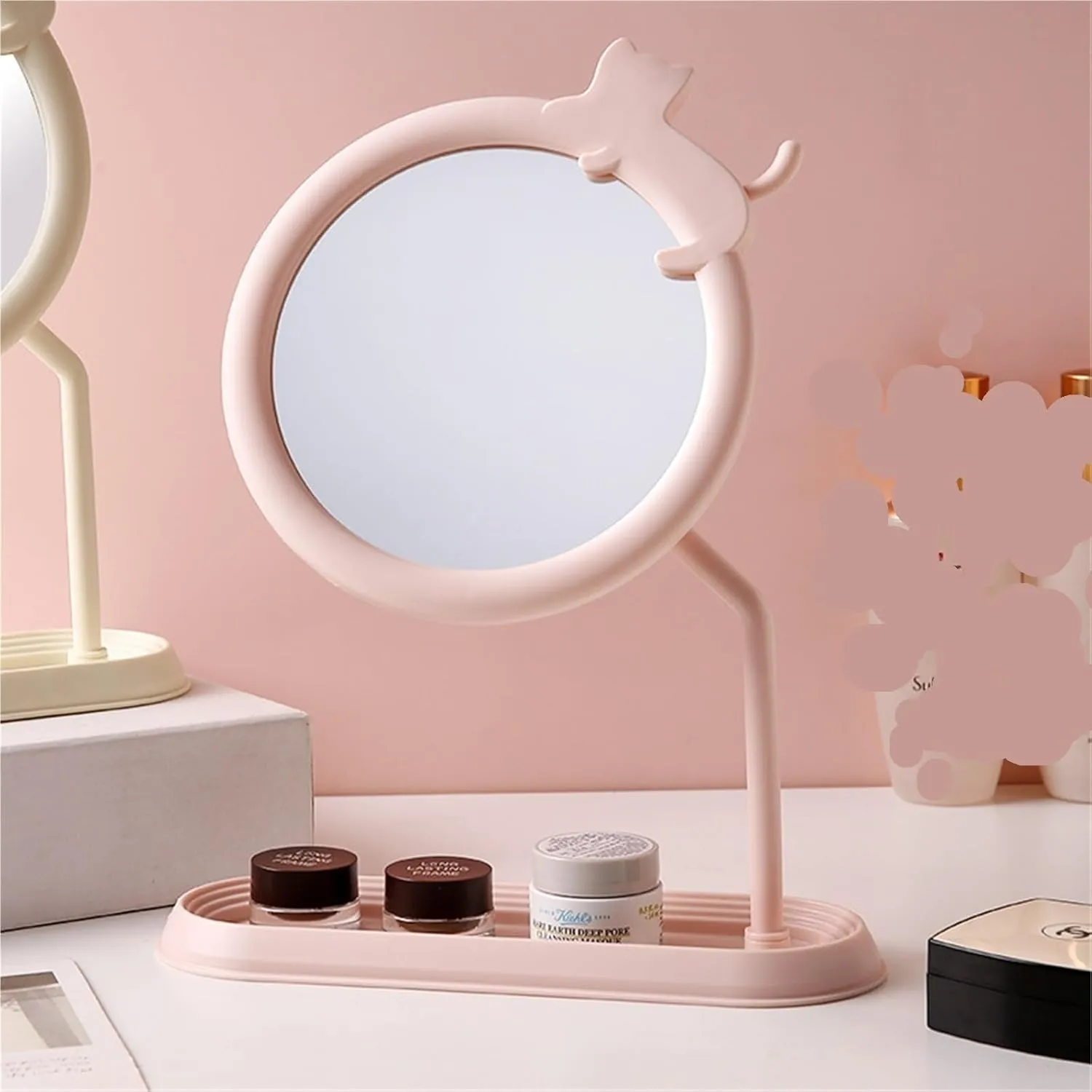 Desktop Makeup Mirror Girl's Dressing Table Desktop Hanging Jewelry Beauty Mirror Girls' Bedroom Dormitory Mirror