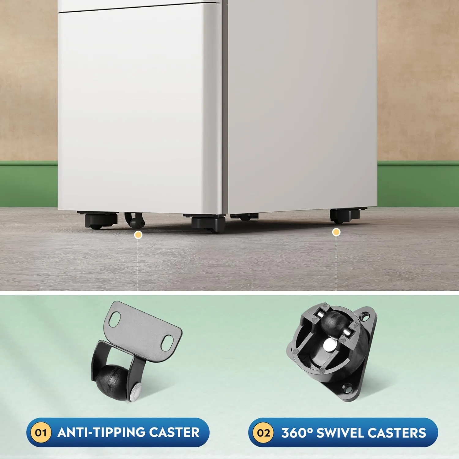 DEVAISE 3-Drawer Slim Vertical File Cabinet, Fully Assembled Except Casters, Legal/Letter Size, White