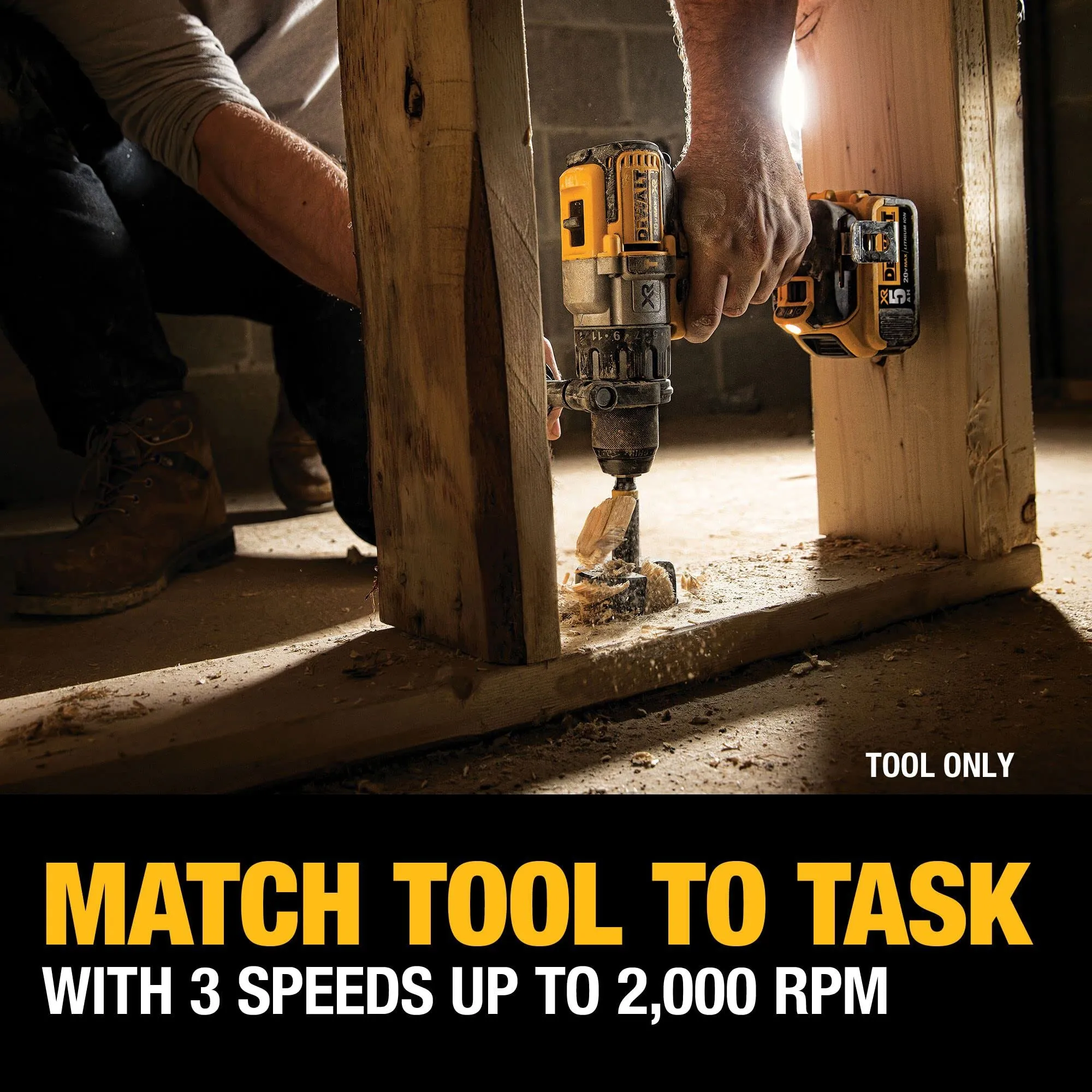DEWALT 20V MAX XR Hammer Drill, Brushless, 3-Speed, Tool Only (DCD996B), Battery Powered, Yellow/Black