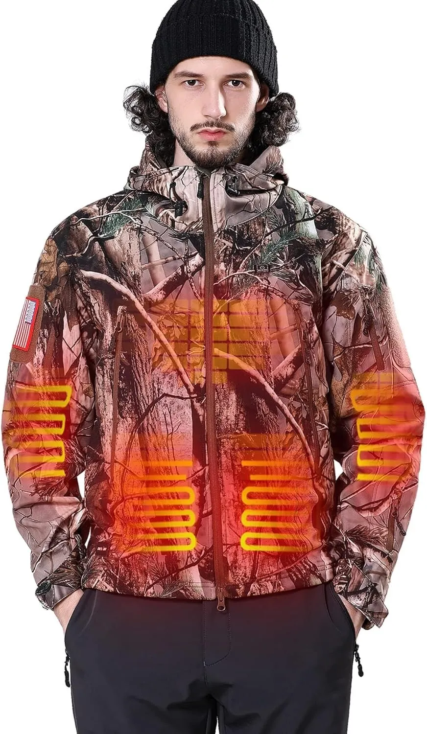 DEWBU Heated Jacket for Men with 12V Battery Pack Winter Outdoor Soft Shell Electric Heating Coat